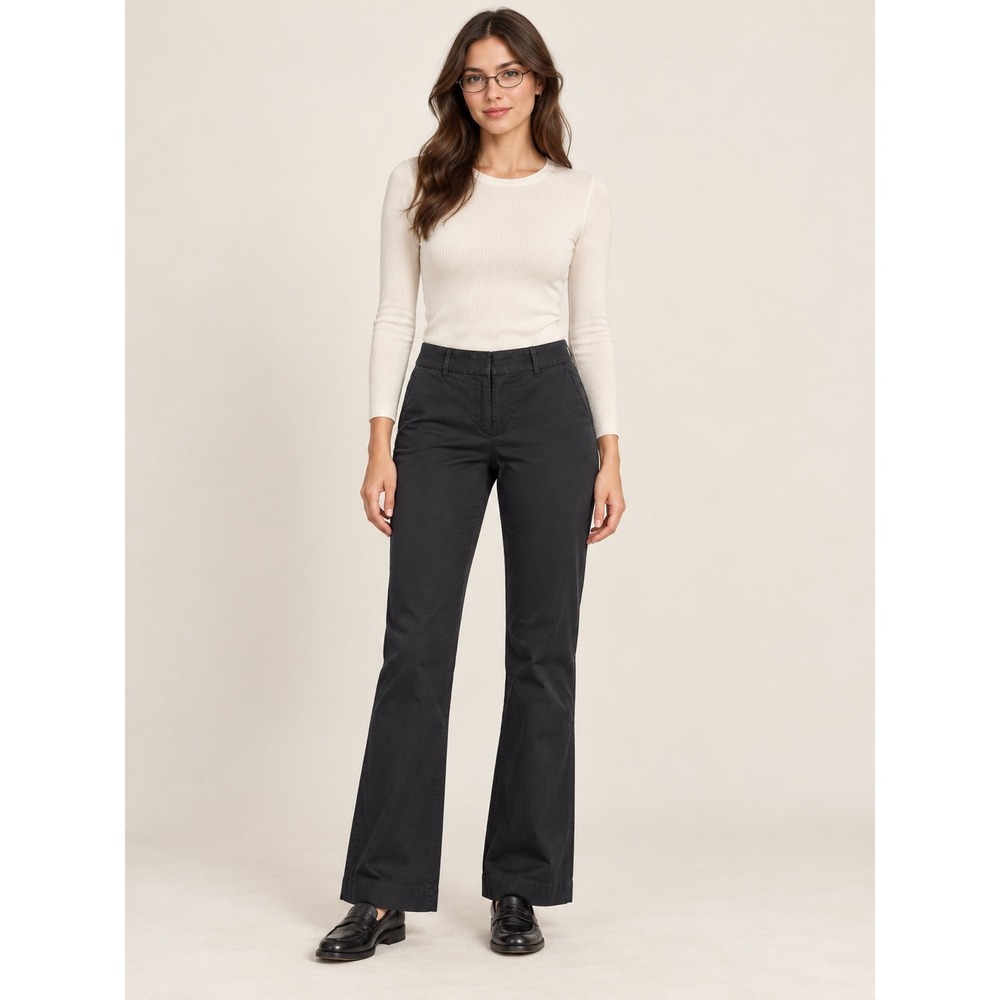 J.Crew City Fit Stretch Chino Pants Black Straight Leg Size 14R Career Trousers